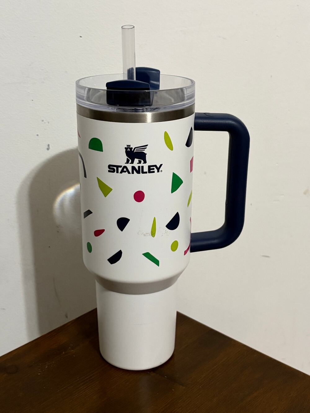 Stanley 40oz Adventure Quencher Tumbler White Confetti Handle Straw Cup - Picture 1 of 6
